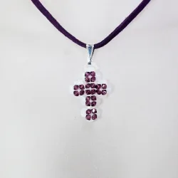 Pendant 40cm - Anahita-Purple Suedine - Pendant 40cm - Laiton argenté